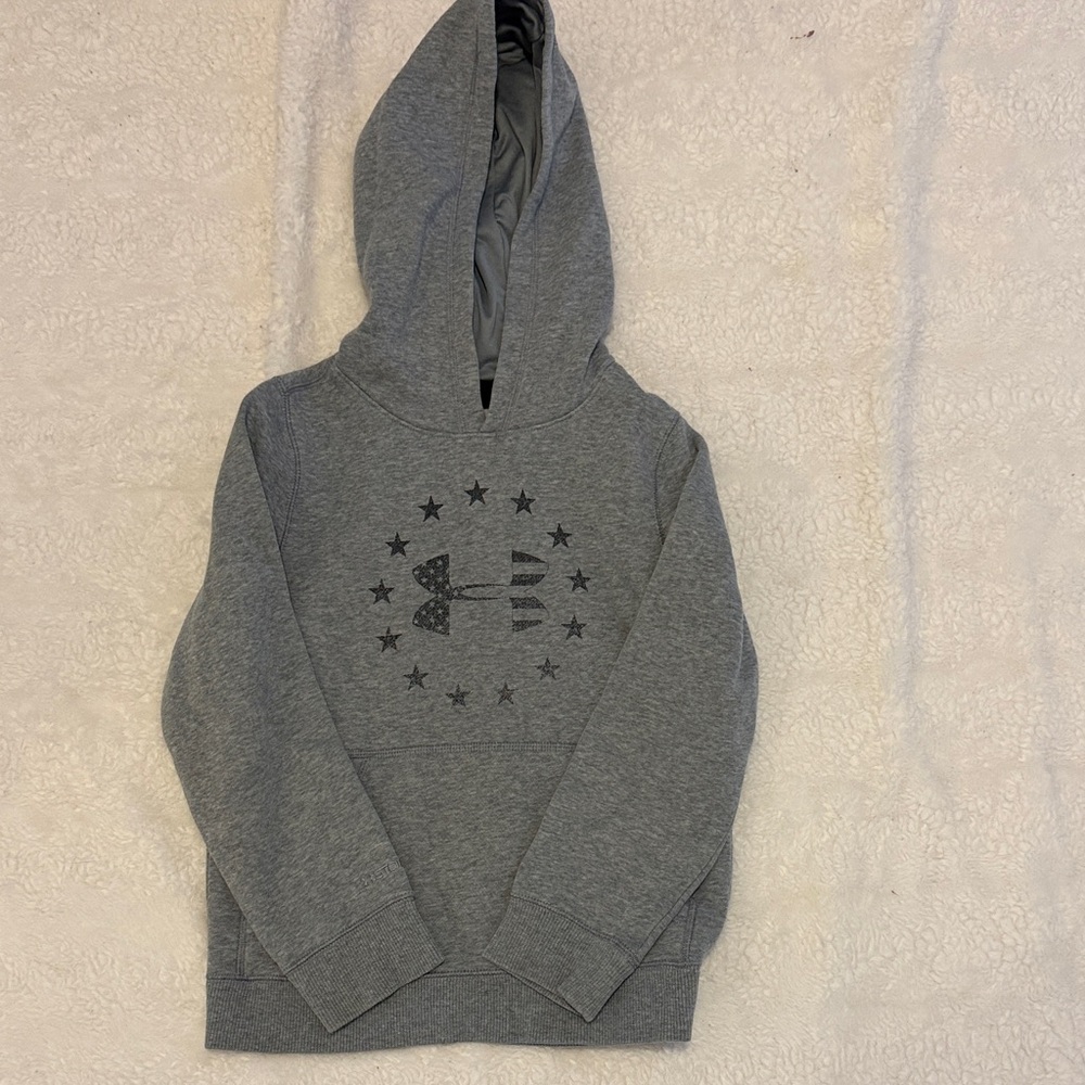 Under Armour Men's Gray Hooded Crewneck Sweatshirt with Star Logo